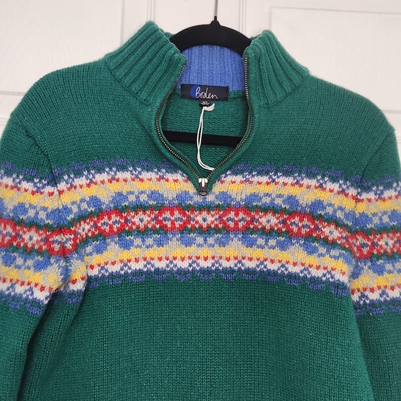 Boden Mens XS Fair Isle Lambswool blend 1/4 zip sweater Classic Gorpcore Preppy - Picture 1 of 8